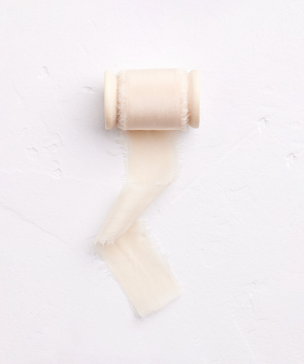 Soft Peach Silk Crepe Ribbon